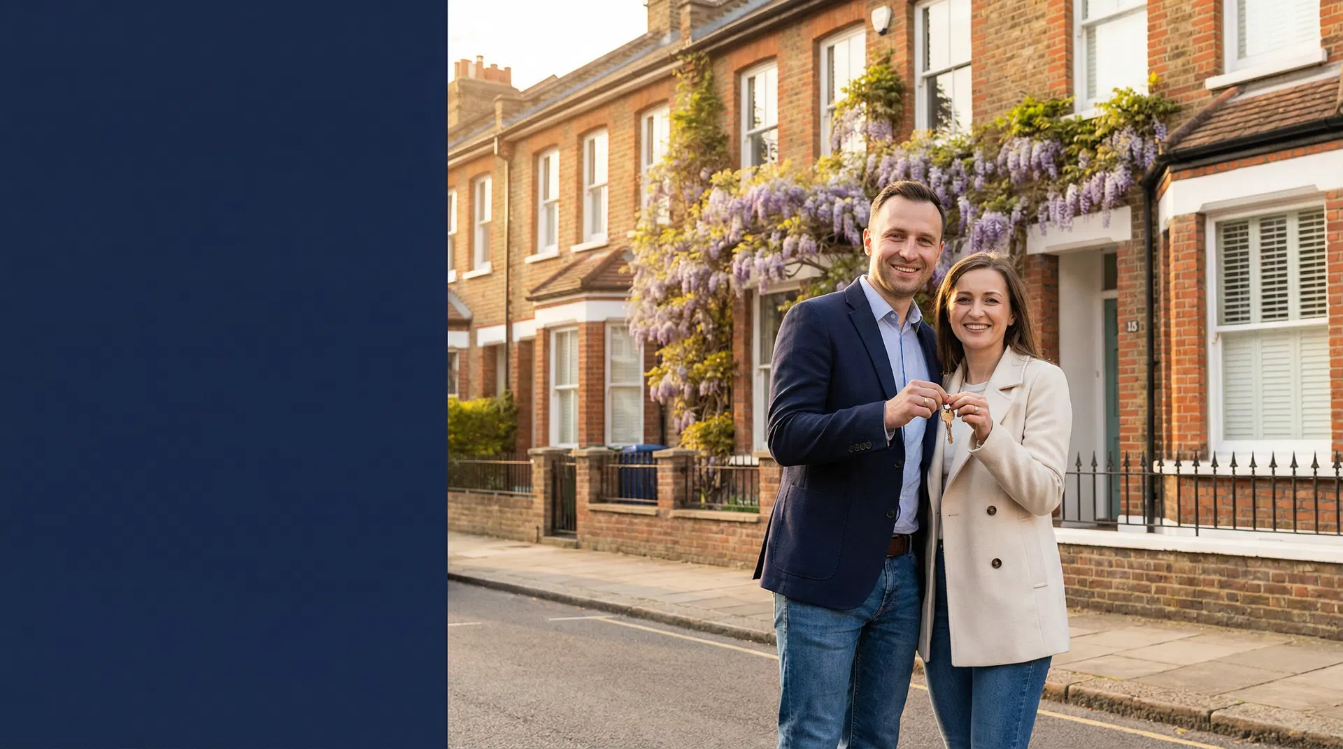 Couple with keys to their new home in the UK